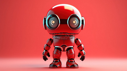 红色机器人的 3d 角色