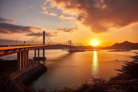 紫金大桥背景图片_韩国佐世保海湾大桥照片 jpg