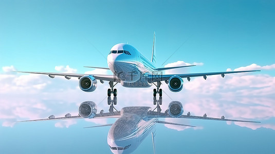 飞机旅行的 3d 渲染背景图