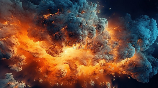 壁纸流星背景图片_3d 渲染空间背景与火热的云彩