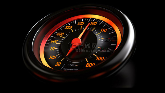 车速表背景图片_使用 3D 技术创建的黑色背景上的压力水平计被描绘为速度计
