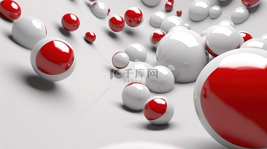 化学肥皂泡背景图片_迷人的 3D 渲染场景充满活力的红球在宁静的白色背景下翱翔