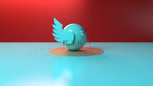 渐变 3D 企业插图与简单简约的 Twitter 社交媒体背景