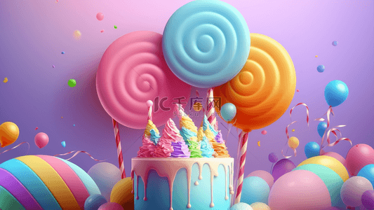 生日糖果蛋糕彩色背景