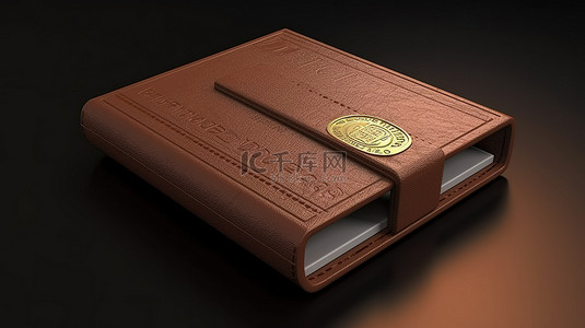 装满钱的棕色钱包插图描绘了 3D 渲染的金融交易和商业