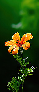 小 dingbat 空间中绿色背景的橙色花