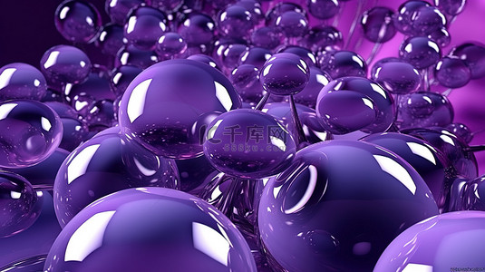 圆形气泡元素背景图片_抽象 3d 背景与紫色气泡