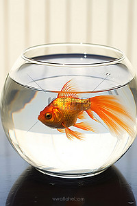 贝类背景图片_安娜艾弗里的玻璃碗里的金鱼