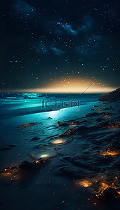 自然宇宙背景图片_夜空海滩风景