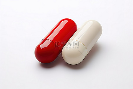 胶囊挂架背景图片_白色背景上有 2 个红色药胶囊