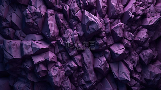 抽象紫色岩墙背景 3d 渲染图像