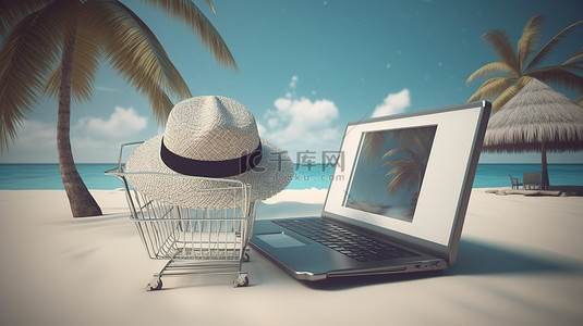 商城上了背景图片_巴哈马的在线购物为社交媒体和网站提供了令人惊叹的 3D 渲染