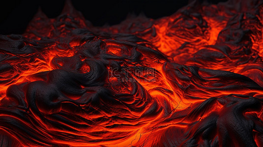 3d 渲染中具有火山岩浆的抽象熔岩背景