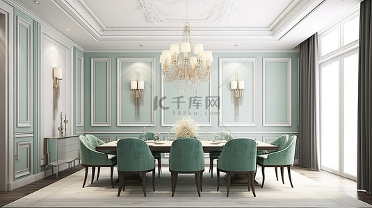 客房背景图片_优雅的现代古典豪华客房，配有数字渲染的时尚餐桌和椅子