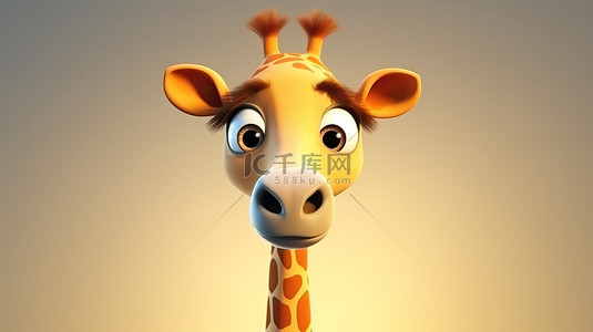 可通美女背景图片_可爱的卡通长颈鹿在 3d 渲染中向上凝视