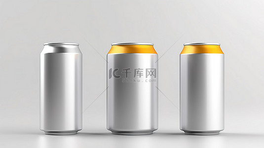 可乐瓶样机背景图片_铝苏打水的逼真 3D 模型可以完美地用于能量饮料和啤酒
