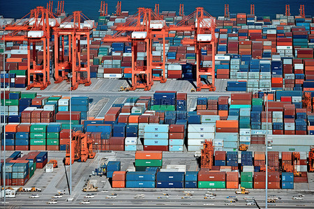 贸易青岛背景图片_上海港集装箱堆场