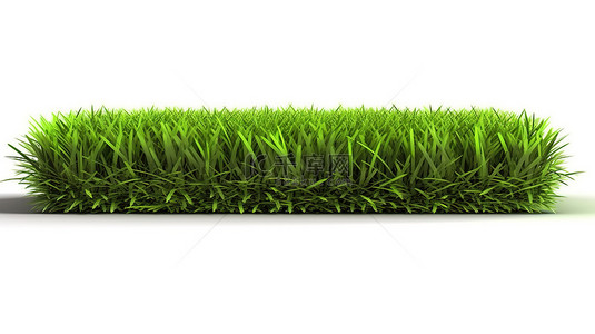 3d 渲染白色背景与孤立的绿色草坪