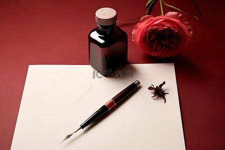 钢笔的笔尖背景图片_纸上有钢笔和钢笔