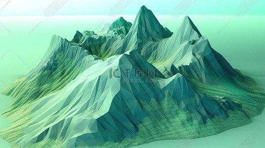 地形高度图背景图片_3d 渲染中的低聚山地形