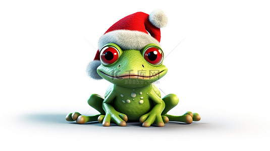 卡通青蛙背景图片_节日青蛙圣诞老人的俏皮 3D 渲染