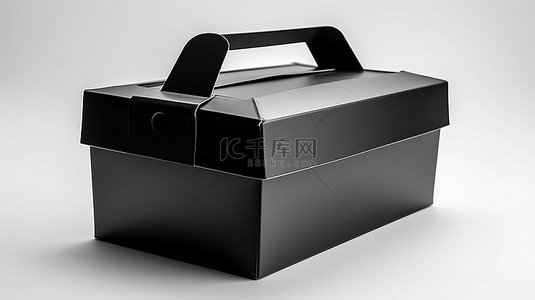 纸箱打包背景图片_带手柄的黑色纸板箱的独立 3D 渲染