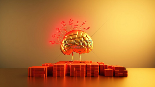 健康向上背景图片_用于科学或教育概念的向上箭头图和大脑的 3d 渲染