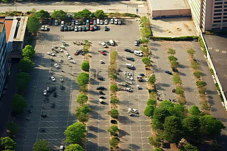 停车场和停车场的鸟瞰图