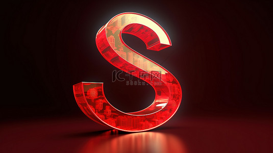 叙利亚风背景图片_叙利亚货币符号的 3D 渲染插图以醒目的红色