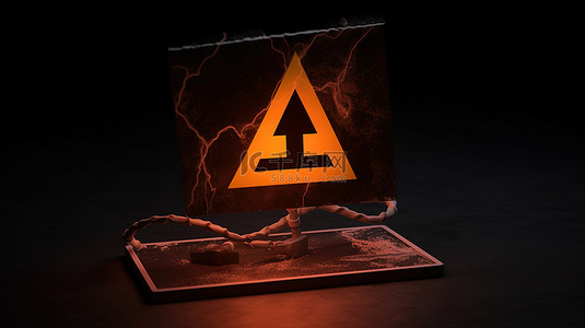 高压危险背景图片_孤立黑色背景上 3D 插图中的高压危险符号