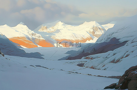 冬天的大山背景图片_一个小山谷，可以看到大山
