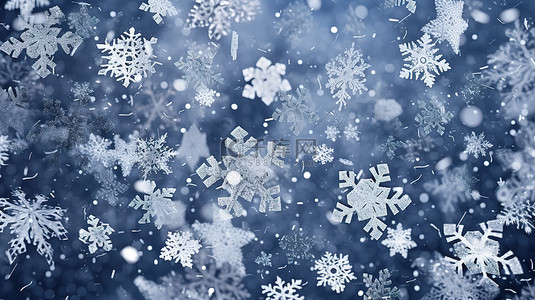 冬季冬天你好背景图片_标题图像雪花飘落背景的 3D 冬季仙境