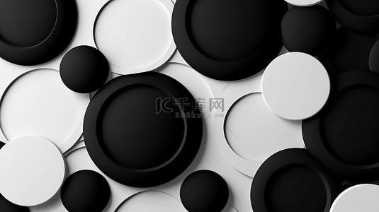 简约黑色圆圈几何设计时尚专业的 3D 插图非常适合商业和企业模板