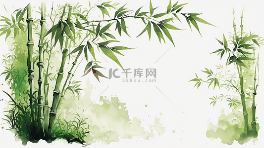 写意植物背景图片_竹子水墨风插画