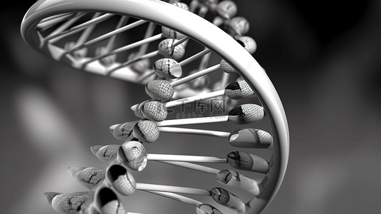 基因医疗科技背景图片_灰色背景下 DNA 螺旋的 3D 渲染
