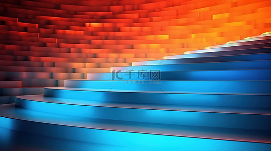 未来环境中抽象楼梯的 3d 渲染