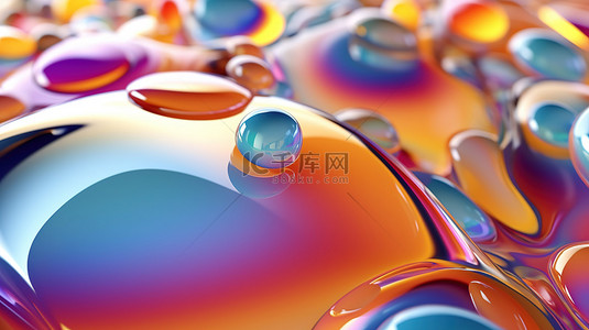 气泡形状背景图片_现代背景设计抽象 3D 渲染中的彩色气泡形状