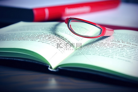 英语背景图片_一本用红笔写着的大课本上写着“学习”