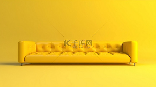 每日特别推荐背景图片_亮黄色沙发的 3D 渲染，其设计特别长，隔离在匹配的背景上