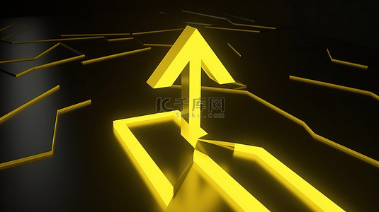 扁平按钮背景图片_渲染的黄色箭头的 3D 图标轮廓，象征定向重做