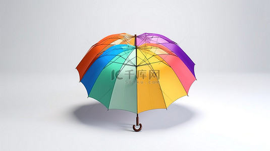 雨伞背景图片_白色雨伞位于彩色檐篷的海洋中 3d 插图