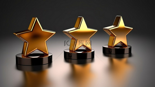 成绩评级背景图片_带有四星评论的评估和评级概念的 3D 渲染