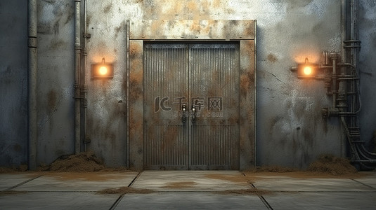 肮脏背景图片_废弃和肮脏的天启门墙背景的 3d 插图渲染