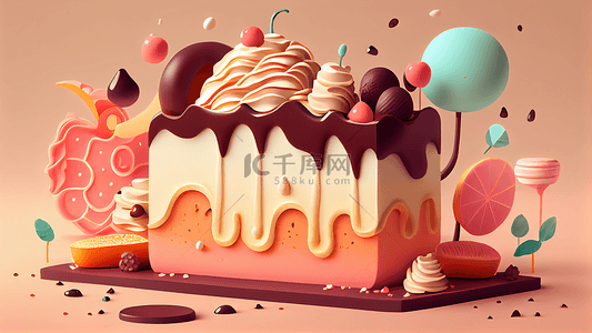甜点美味蛋糕插画背景