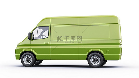 车展背景图片_用于城市配送的多功能绿色货车需要白色背景和空白外部用于定制设计 3D 渲染