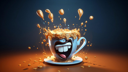 卡通牙齿牙齿背景图片_咖啡饮品卡通牙齿