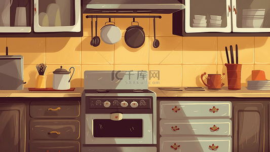厨房黄色抽屉锅卡通