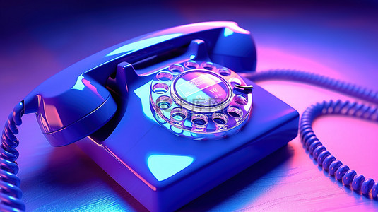秀图背景图片_紫外线家用电话照明的特写 3D 插图