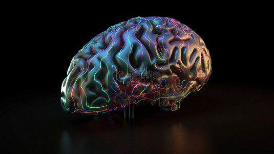 全息大脑模型令人着迷的 3D 插图