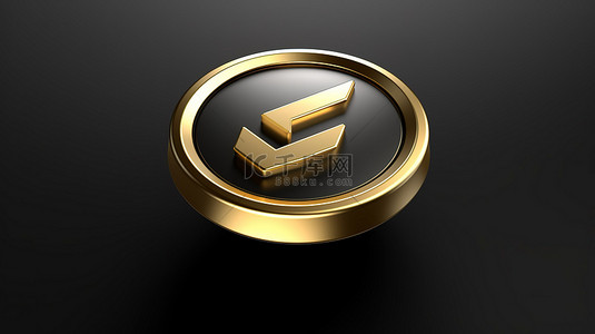 方向图标背景图片_灰色圆形键按钮上的 3D 渲染金色向上箭头图标，用于用户界面和用户体验